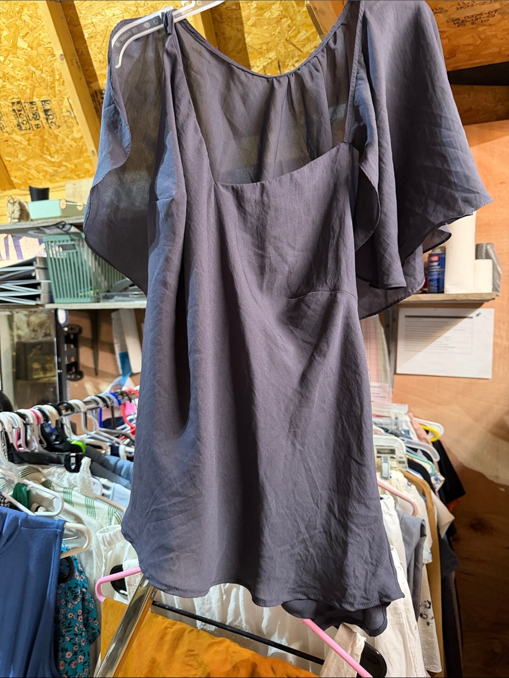 Women's Off-Shoulder Mini Dress in Slate Purple